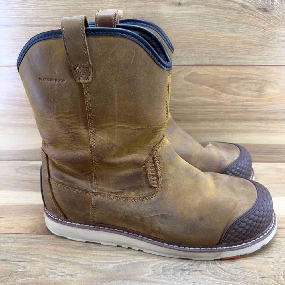 BRUNT The Bolduc 9" Comp Toe Work Boot Mens 13 M Tan Waterproof Leather Wedge